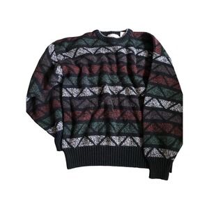Vintage Michael Gerald Men’s Sweater Medium Geometric Sweatshirt 90s Acrylic